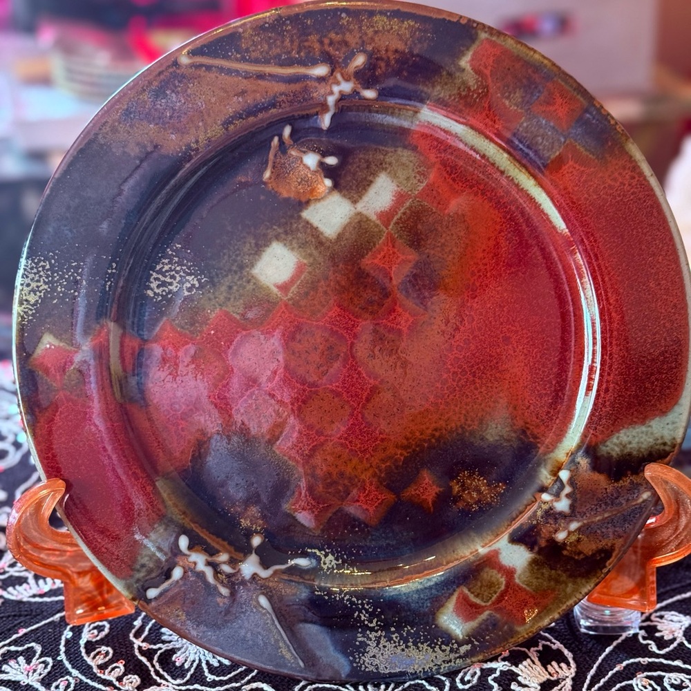 OOAK Artistic Ceramic Earthenware 11” Dinner Plate Signed by Tenn Artist in 2001